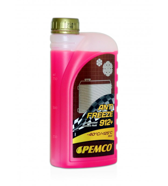 Płyn do chłodnic Pemco G12+ Long Life -40C  1l gotowy różowy 912+