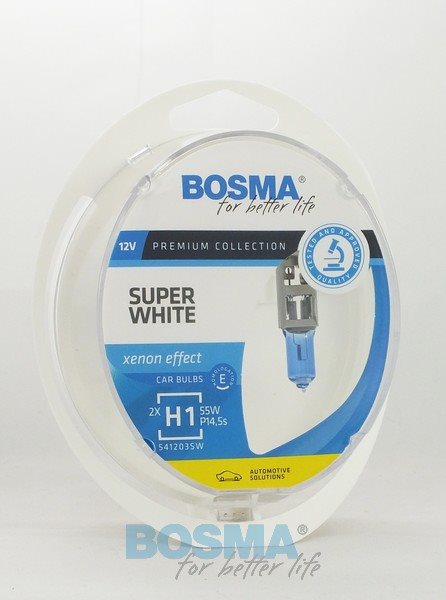 Żarówka 12V H1 55W SUPER WHITE TWIN BOX Bosma *3721* xenon effect