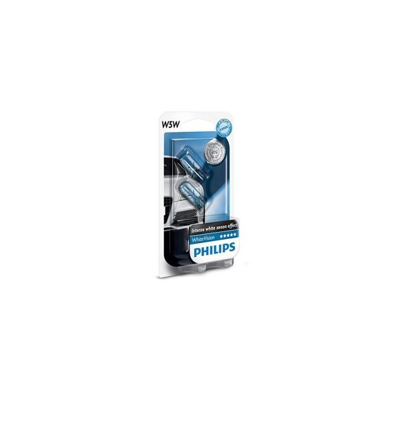 Żarówka 12V  5W W5W T10 całoszklana Philips WhiteVision 2sz.