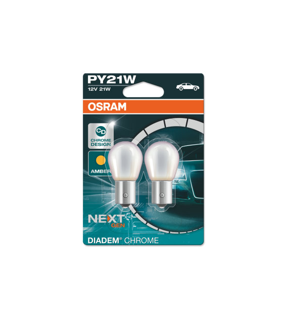 Żarówka 12V  PY21W BAU15s  PY21W OSRAM Diadem CHROME 2szt  NOWOŚĆ
