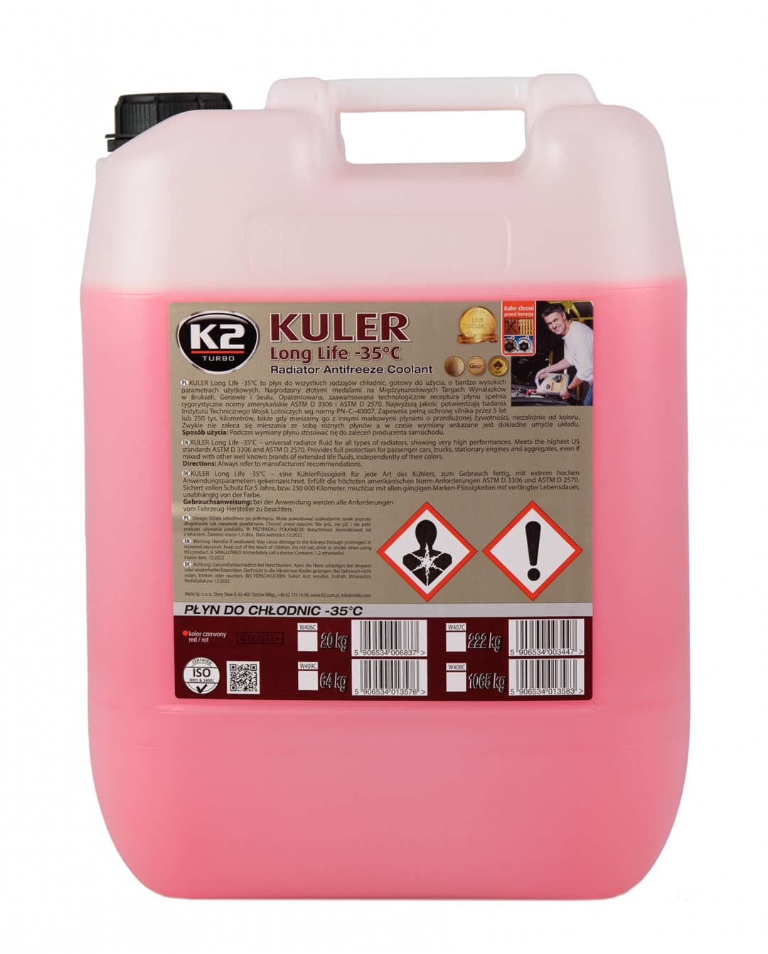 Płyn do chłodnic K2 Kuler G12 20L -35C Long Life czerwony   (W406C)