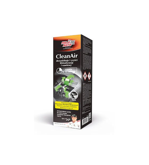 Moje Auto CleanAir *Blak* Odświeżacz klimatyzacji i nawiewów (granat) odgrzybiacz* 150ml dezynfekcja (19-595)