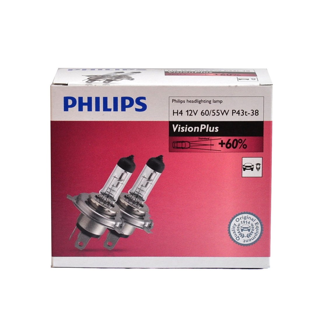 Żarówka 12V H4  60/55W Philips Vision+60% 2szt.kpl KARTONIK !!!!!!!