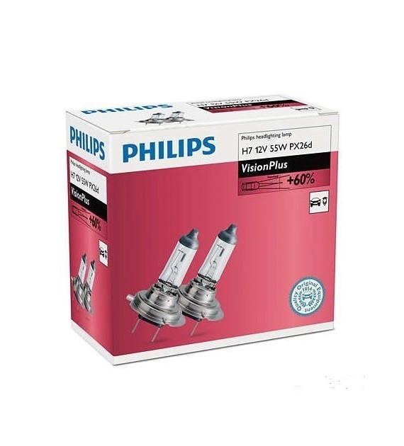 Żarówka 12V H7  55W Philips .Vis.+60% 2szt. kpl kartonik box !!!