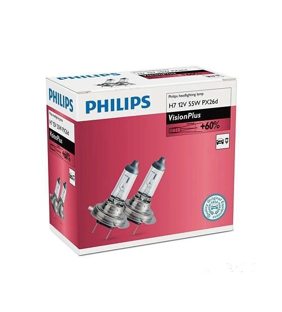 Żarówka 12V H7  55W Philips .Vis.+60% 2szt. kpl kartonik box !!!