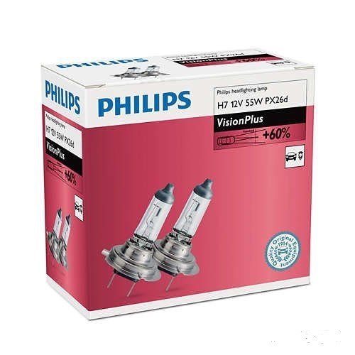 Żarówka 12V H7  55W Philips .Vis.+60% 2szt. kpl kartonik box !!!