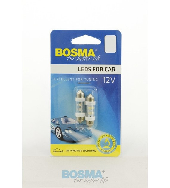 Żarówka 12V Bosma rurka 4x LED 36mm  White 6000k 2szt *2892*