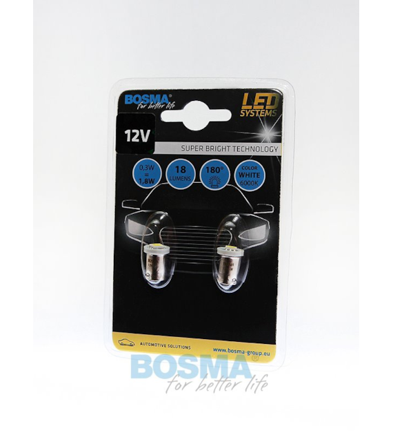 Żarówka 12V Bosma Ba9s 1x LED SMD5050  WHITE 2szt *3130* ST*
