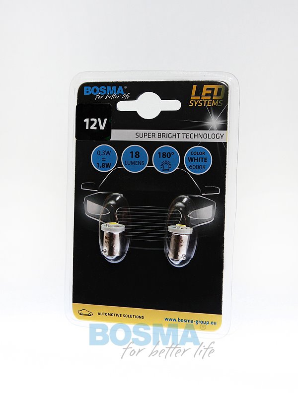 Żarówka 12V Bosma Ba9s 1x LED SMD5050  WHITE 2szt *3130* ST*