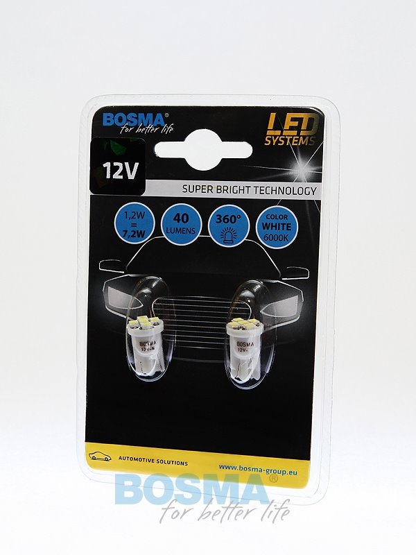 Żarówka 12V Bosma W5W 5x LED SMD3528   White 2szt *4175* ST