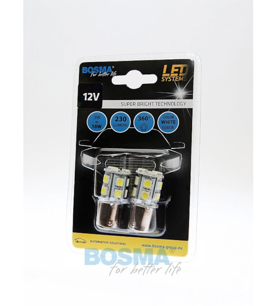 Żarówka 12V Bosma Ba15s 13x LED SMD5050 White 2szt *3055* ST*