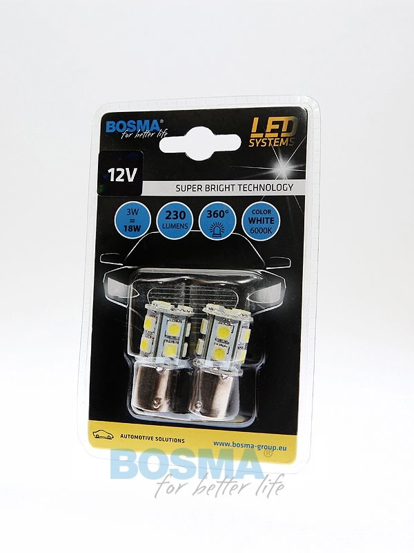 Żarówka 12V Bosma Ba15s 13x LED SMD5050 White 2szt *3055* ST*