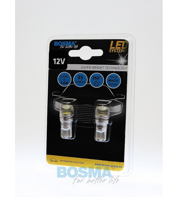 Żarówka 12V Bosma W5W 1x LED SMD7080   White 2szt *4014* ST*