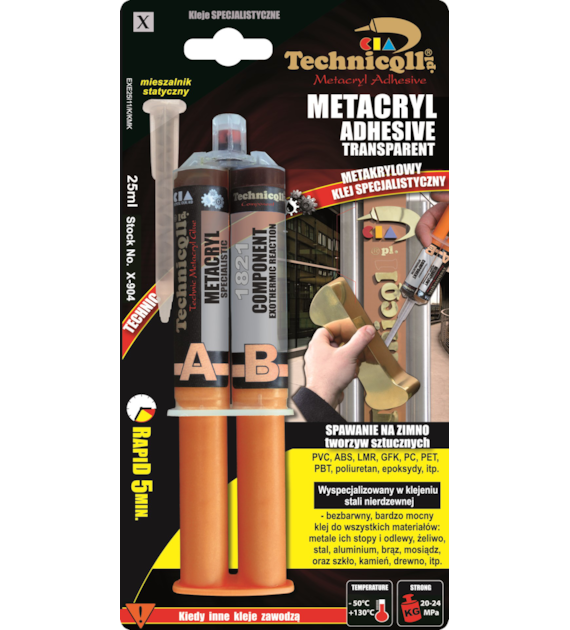 TECHNICQLL- Klej Metakrylowy Bezbarwny 25ml najsilniejszy na rynku