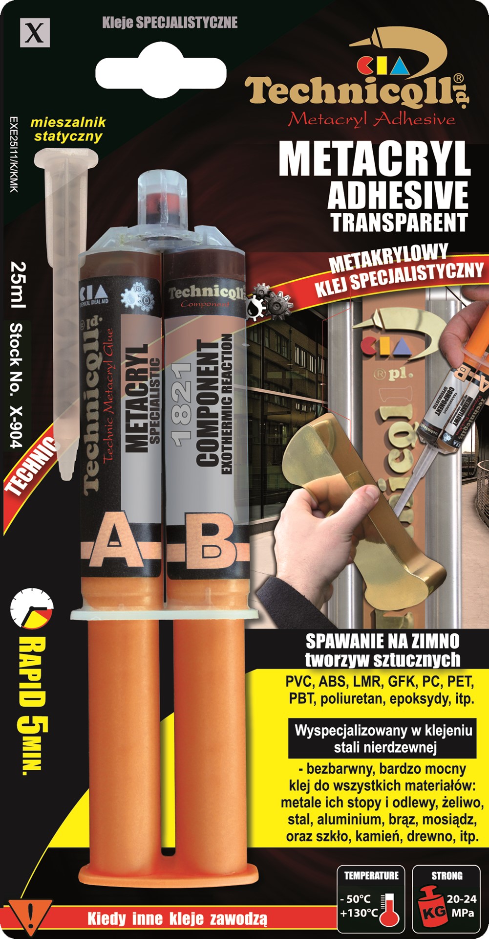 TECHNICQLL- Klej Metakrylowy Bezbarwny 25ml najsilniejszy na rynku