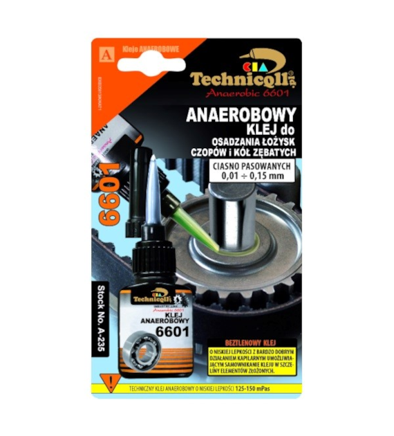TECHNICQLL- Klej Anaerobowy 6601 10g do montażu ciasnospasowanych elementów 0,01-0,15mm