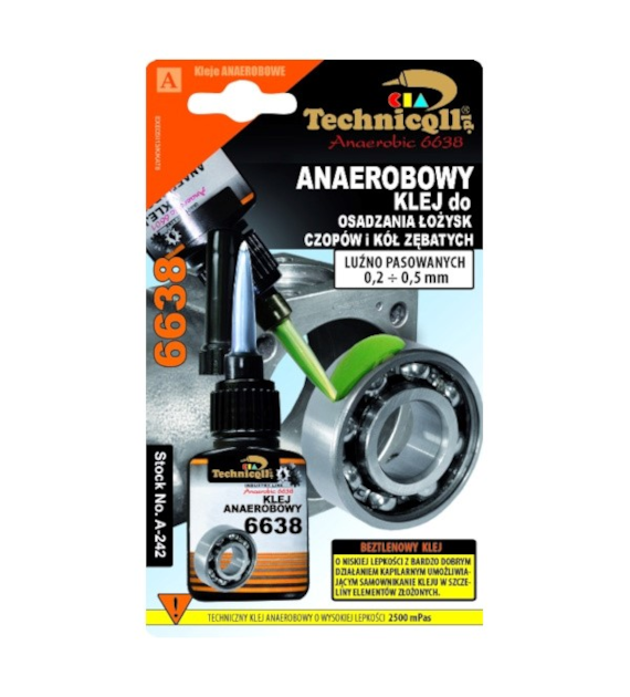 TECHNICQLL- Klej Anaerobowy 6638 10g do montażu lużnospasowanych elementów 0,20-0,50mm
