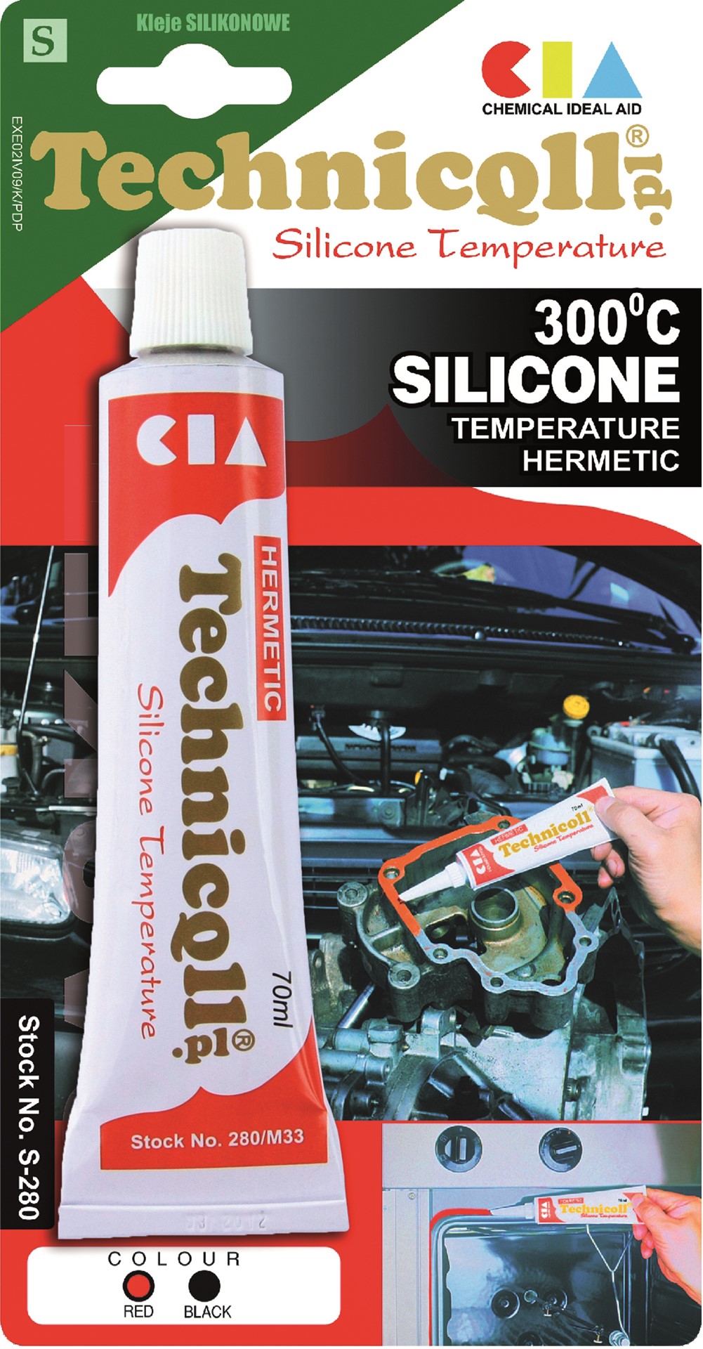 TECHNICQLL- Silikon Wysokotemperaturowy 300C czerwony 70ml