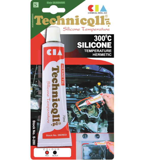 TECHNICQLL- Silikon Wysokotemperaturowy 300C czarny 70ml
