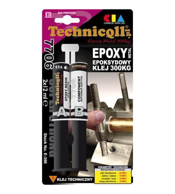 TECHNICQLL- Klej Metalowy Epoksydowy 2x12ml wytrzymałosć 300kg