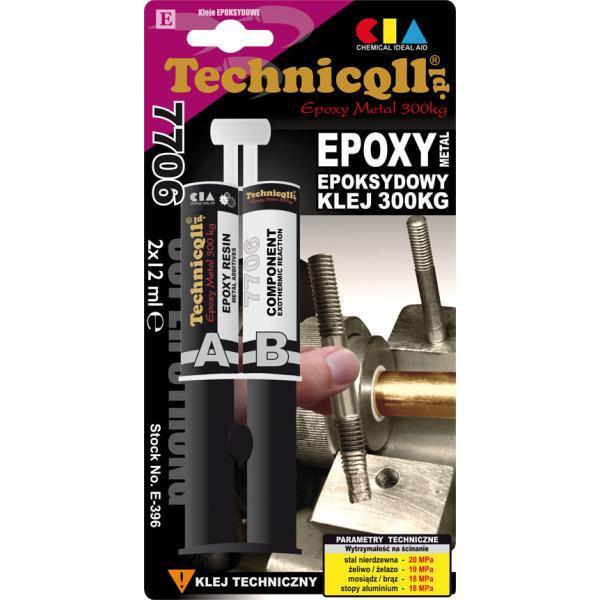 TECHNICQLL- Klej Metalowy Epoksydowy 2x12ml wytrzymałosć 300kg