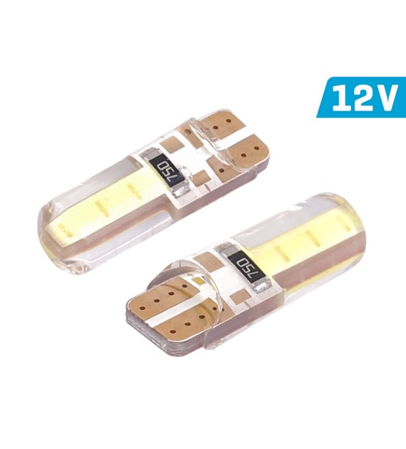 Żarówka 12V Vision T10 2 LED COB  biała  2szt  odp całoszklana 5W W5W silikonowa obudowa