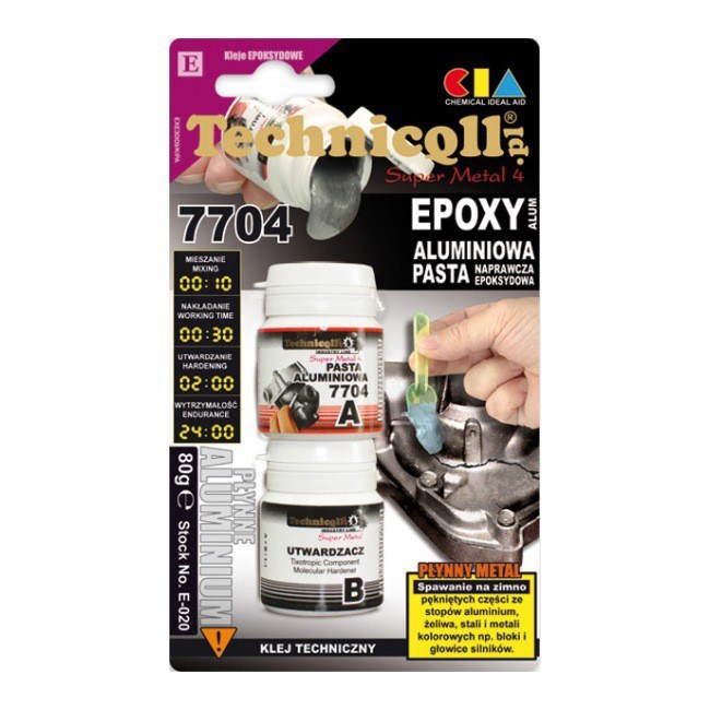 TECHNICQLL- Pasta Aluminiowa Epoksydowa 80g E020