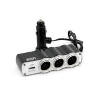 Rozgałęziacz ładowarka 3X GNIAZDA  1xUSB  AMIO *01031*