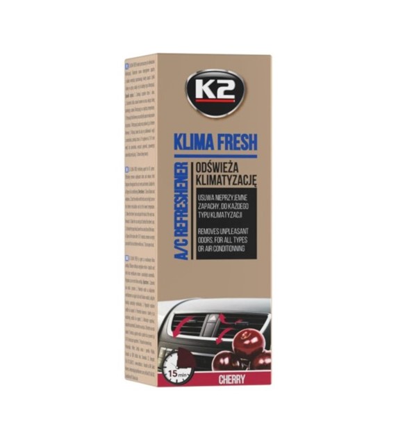 K2 Klima fresh odświeża klimatyzację (granat) *CHERRY* 150ml    (K222CH) (op. 12szt)