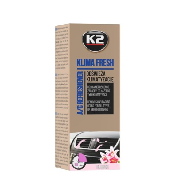 K2 Klima fresh odświeża klimatyzację (granat) *Flower* 150ml    (K222FL) (op. 12szt)