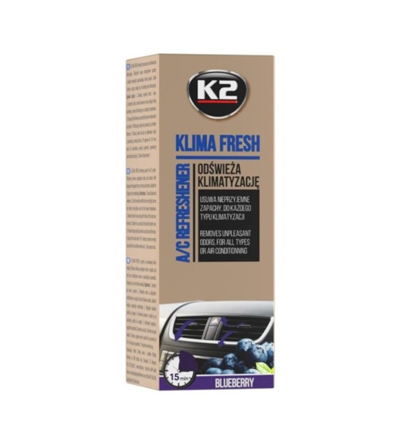 K2 Klima fresh odświeża klimatyzację (granat) *Blueberry* 150ml    (K222BB) (op. 12szt)