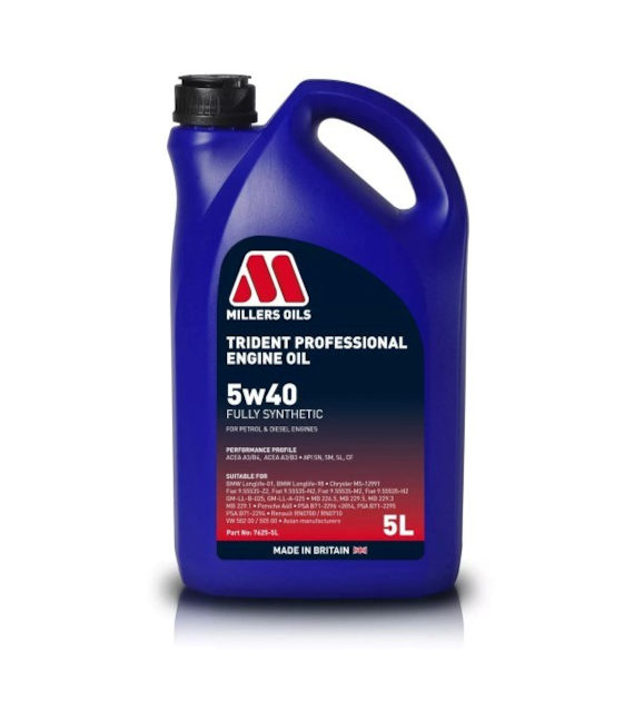 Olej Millers Trident Professional 5w/40 5l (7625) (VW 502.00 505.00 ; MB 229.5 ; BMW LL-01)