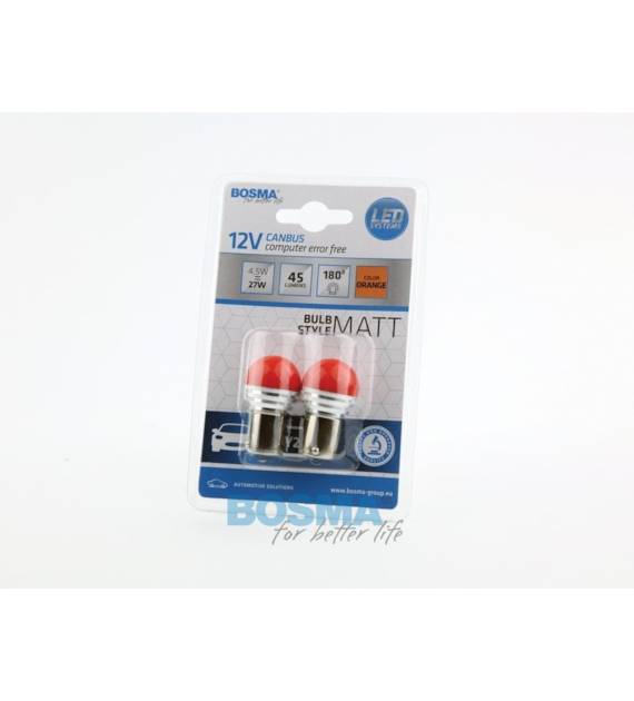 Żarówka 12V Bosma BaU15s pomarańczowa 9x LED SMD5050 6000K  CANBUS 2 pcs *5370* asymetryczna qq