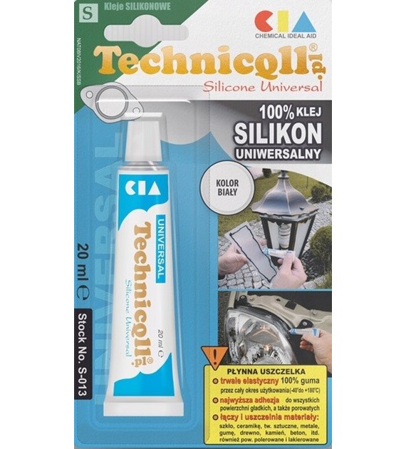 TECHNICQLL- Klej Silikon Uniwersalny Biały 20ml