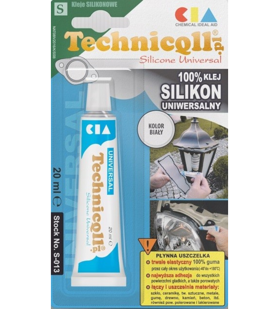 TECHNICQLL- Klej Silikon Uniwersalny Biały 20ml