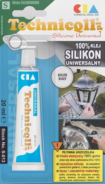 TECHNICQLL- Klej Silikon Uniwersalny Biały 20ml