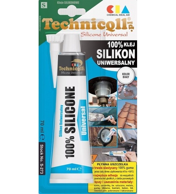 TECHNICQLL- Klej Silikon Uniwersalny Biały 70ml