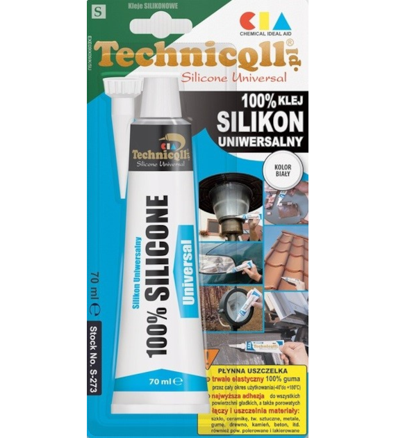 TECHNICQLL- Klej Silikon Uniwersalny Biały 70ml