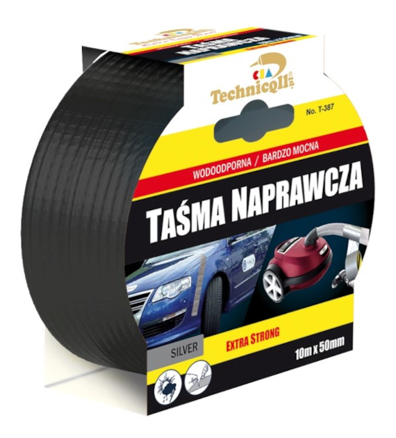 TECHNICQLL- Taśma naprawcza DUCT czarna rolka 10m/50mm
