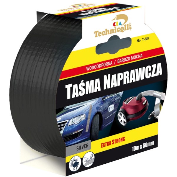 TECHNICQLL- Taśma naprawcza DUCT czarna rolka 10m/50mm
