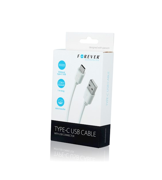 AKC.Forever kabel USB - USB-C 1,0 m 2A biały *T_0015238*