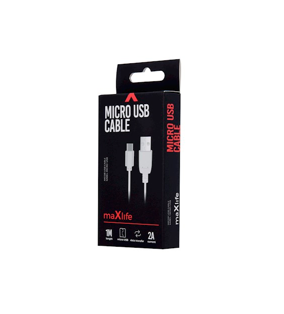 AKC.Maxlife kabel USB - microUSB 1,0 m 2A biały Fast Charge *OEM001512*