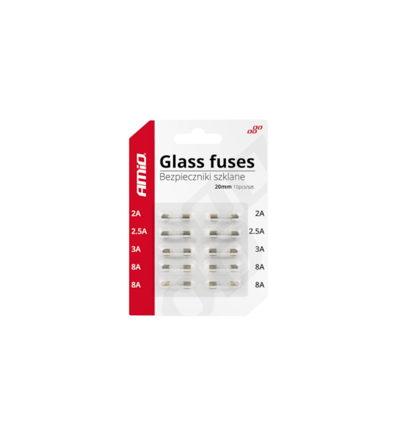 Bezpiecznik  szklane 20mm mini blister 10 szt Amio *02394*
