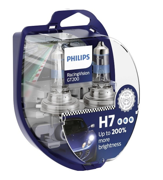 Żarówka 12V H7  55W Philips Racing Vision GT200 +200% 2szt.