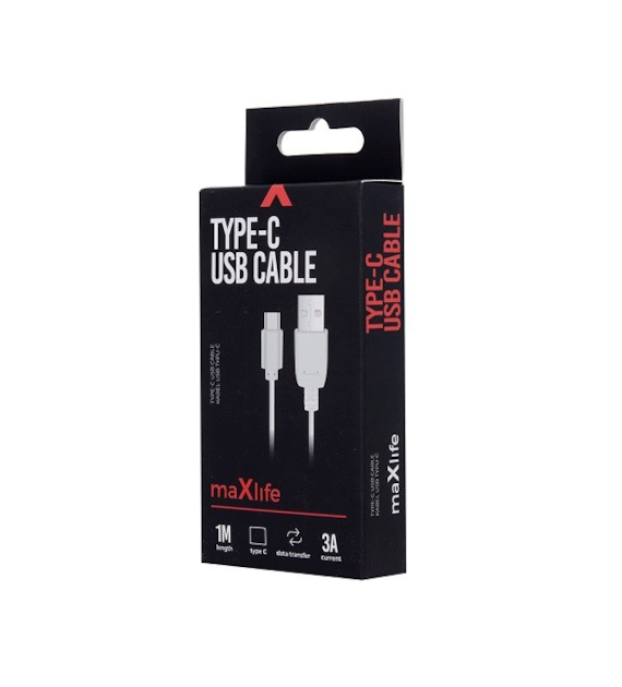 AKC.Maxlife kabel USB - USB-C 1.0m 3A biały *OEM001516*