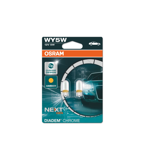 Żarówka 12V   5W WY5W T10 caloszklana OSRAM Diadem CHROME 2szt  NOWOŚĆ