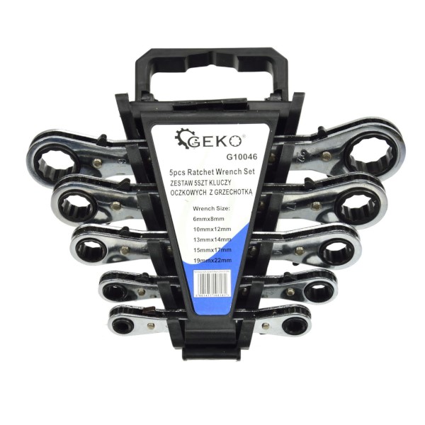 GEKO Kpl. kluczy oczkowych z grzechotką 6-22mm 5el *G10046*