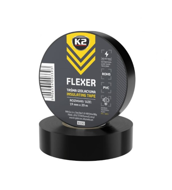 K2 FLEXER 19MM X 20M - Taśma izolacyjna czarna  (B330)
