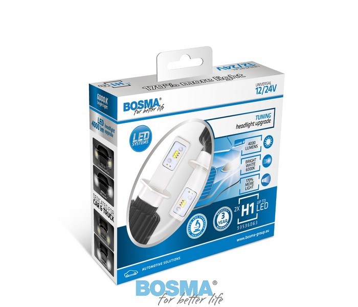 Żarówka 12V/24V H1 Bosma LED HEADLIGHTS H1 25W 12/24V 6000K 6063 2szt qq