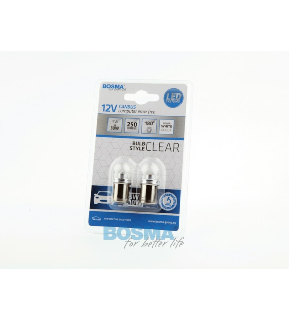 Żarówka 12V Bosma BA15s 18x38mm 1x LED CREE3535 WHITE 6000K CANBUS 2szt *6636* qq